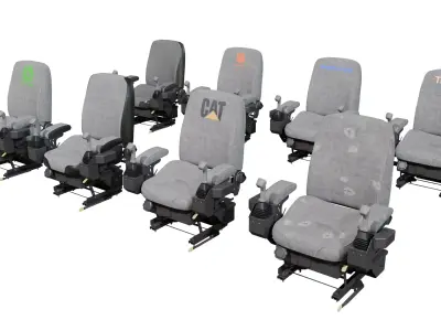 Heavy Machinery Seat with Controls Multi-Brand new and wear Low-poly 3D model