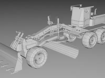 Motor Grader Heavy Machinery Construction Vehicle Low-poly 3D model
