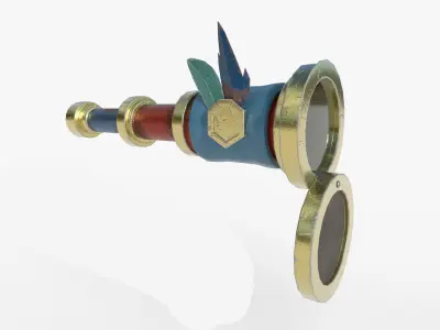 Cartoon Stylized Telescope 3D Model Low-poly 3D model