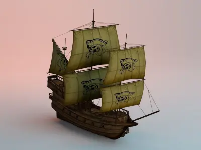 Pirate Ship Low-poly 3D model