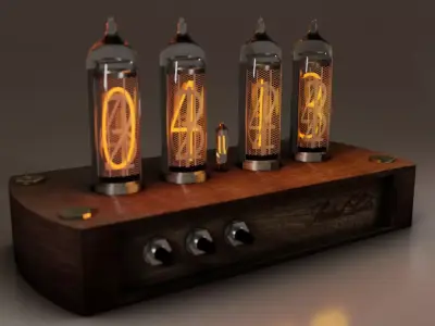 Low Poly Nixie Tube Clock Low-poly 3D model