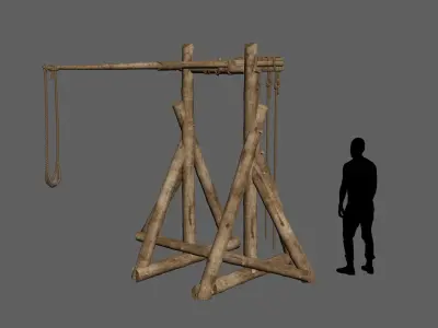 Medieval mangonel catapult Low-poly 3D model