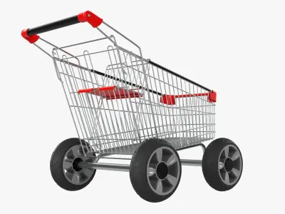Shopping cart with large wheels 02 3D model