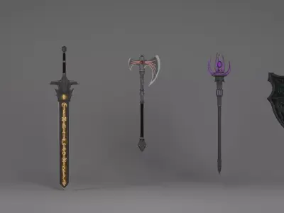 Dark Fantasy Weapons  Low-poly 3D model