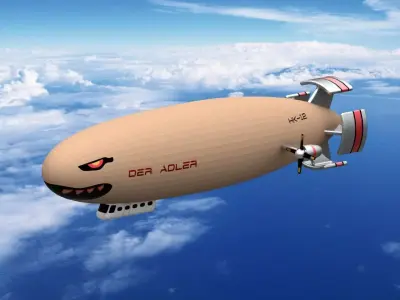 Airship zeppelin in sky 3D model