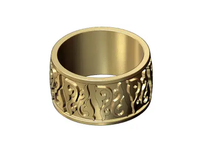 Floral scroll engraving cigar band US sizes 8 9 10 3D print model