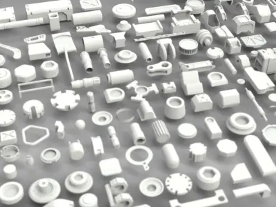 Kitbash-2 group of plastic parts 3D model