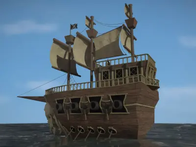 Pirate Ship Low-poly 3D model 3