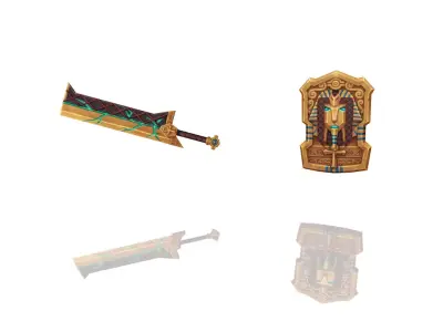 Pharaoh Relic - Sword and Shield Low-poly 3D model