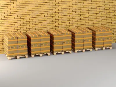  Cardboard boxes on a pallet 3D model