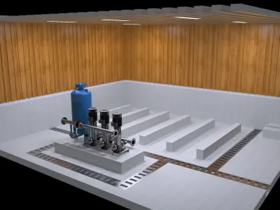 Small water supply pump house model 3D model