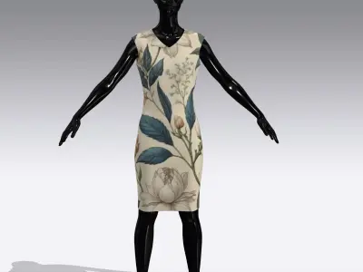 Female Cloth Dress Low-poly 3D model