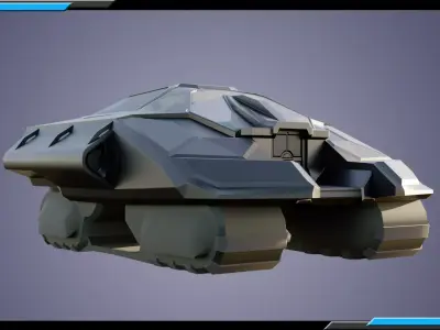 Sci-Fi Starship with Interior Base Mesh 02 Low-poly 3D model