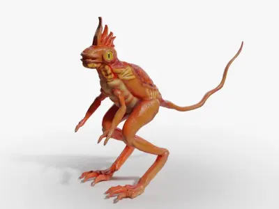 Lowpoly Lizard Warrior Low-poly 3D model