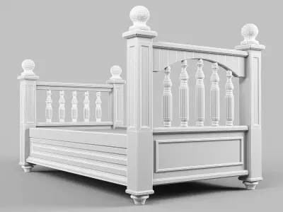 Vintage bed Low-poly 3D model