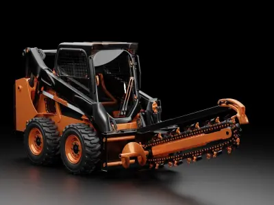 Compact Wheel Loader with Trencher 3D model