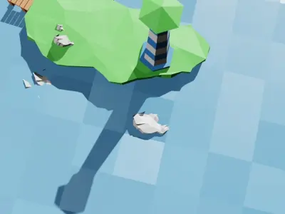 island with a lighthouse 3D model