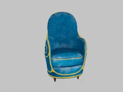 Armchair lowpoly gameplay ready art nouveau Low-poly 3D model