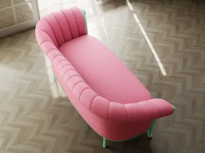 Furniture Sofa Blush Pink Chaise Lounge 002 Low-poly 3D model
