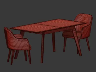 Dining Set table and chairs 3D model