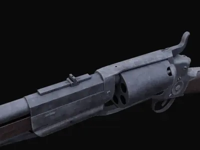 1855 Colt revolving rifle Low-poly 3D model