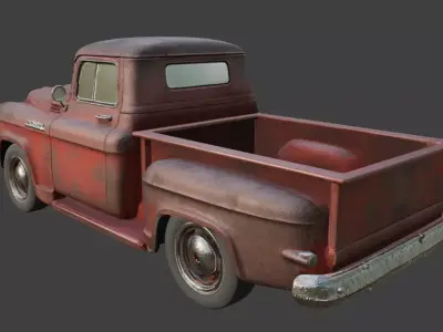 Vintage Rusty Pickup Truck 3D Model 3D model 7