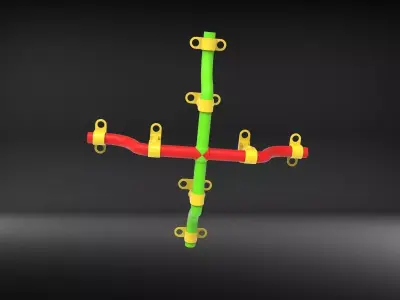  Rusted and Colorful industrial pipeline 3D print model