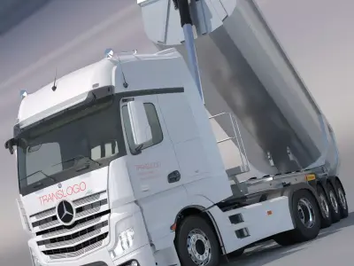 Mercedes Actros MP4 Gigaspace with Aluminium Dumper  3D model