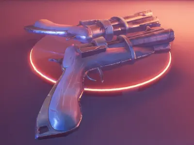 Stylized TriRevolver Free low-poly 3D model