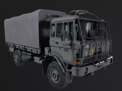 low poly truck with textures Low-poly 3D model