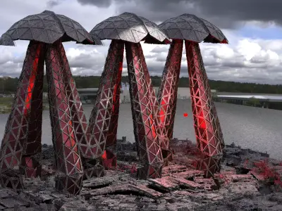 Tribal advanced mushroom dishes 3D model