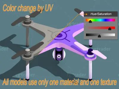 Low Poly Drone Isometric Icon Pack 01 Low-poly 3D model