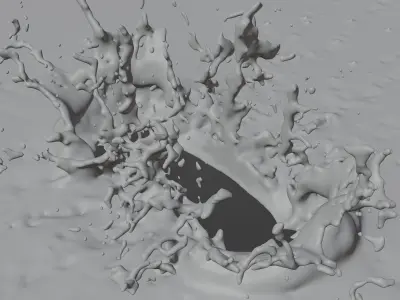 Animated liquid water splash simulation 3D model