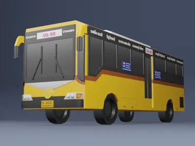 Yellow Thai bus Low poly v05 Low-poly 3D model