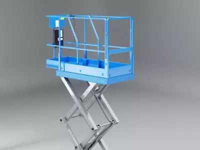 Warehouse Electric Scissor Platform Lift Low-poly 3D model