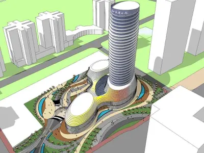SU model of the curved building of the daily office building 3D model