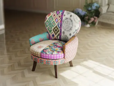 Furniture Accent Chairs Bohemian Low-poly 3D model