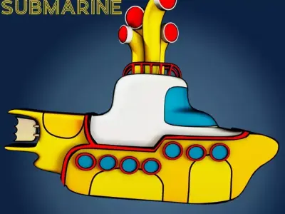 Yellow submarine cartoon 3D model