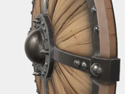 Wooden viking shield Free 3D model