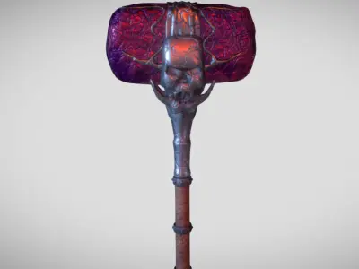 Hammer with handle Low-poly 3D model
