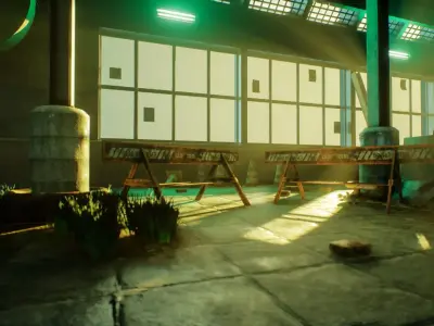Modular Abandoned Factory Environment Low-poly 3D model