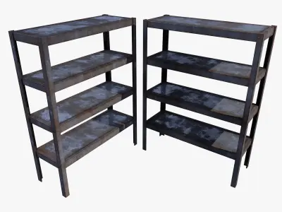 Industrial Rusty Shelf Low Poly Rack Low-poly 3D model
