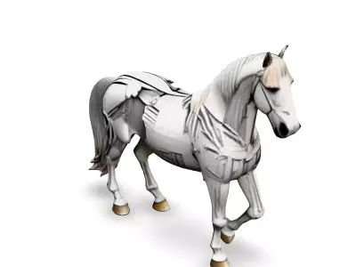 Robotic Horse SciFi Mechanical Stallion Low-poly 3D model