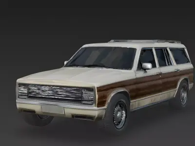 Realistic 80s Station Wagon 3d model Low-poly 3D model