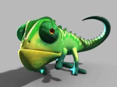 Cartoon chameleon lizard 3D model
