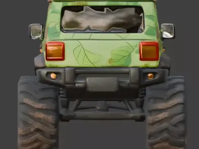 Stylized Jungle Mossy SUV Scout Low-poly 3D model