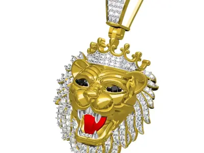 Roaring Lion King Hip Hop Pendant 3D print model