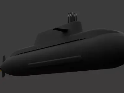 North Korean New ballistic missile submarine Low-poly 3D model