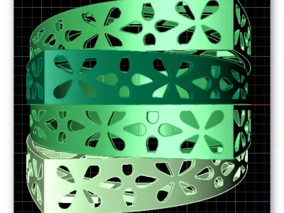 3 part bypass gold ring 3D print model
