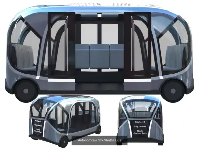 Autonomous City Shuttle Bus 3D Model Pack purchase